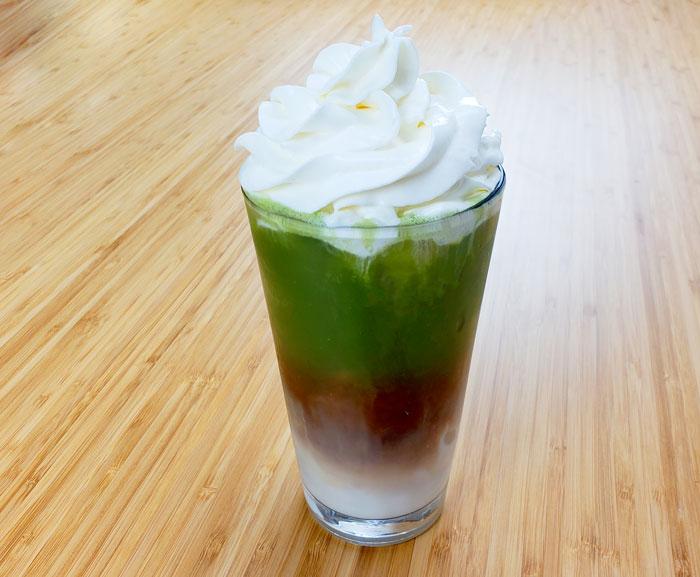 3 Layer Matcha Frappe with Espresso Coffee