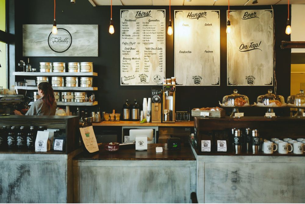 Caffe shop selling matcha green tea latte 