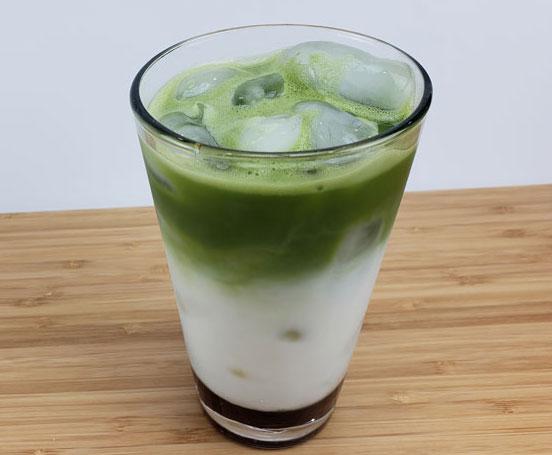 Iced Brown Sugar Matcha Latte prepared and ready to serve