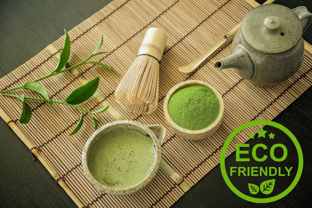 mtcha green tea matcha green tea powder eco friendly green tea leaves whisk bamboo scoop and ceramic kettle 