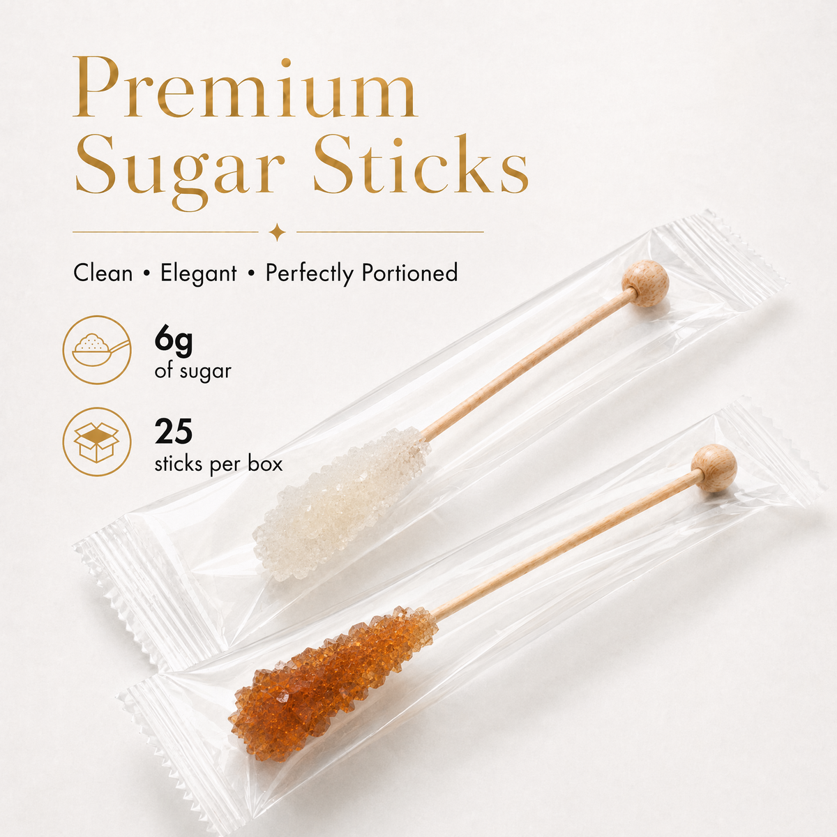 Individually wrapped 6 g sugar sticks