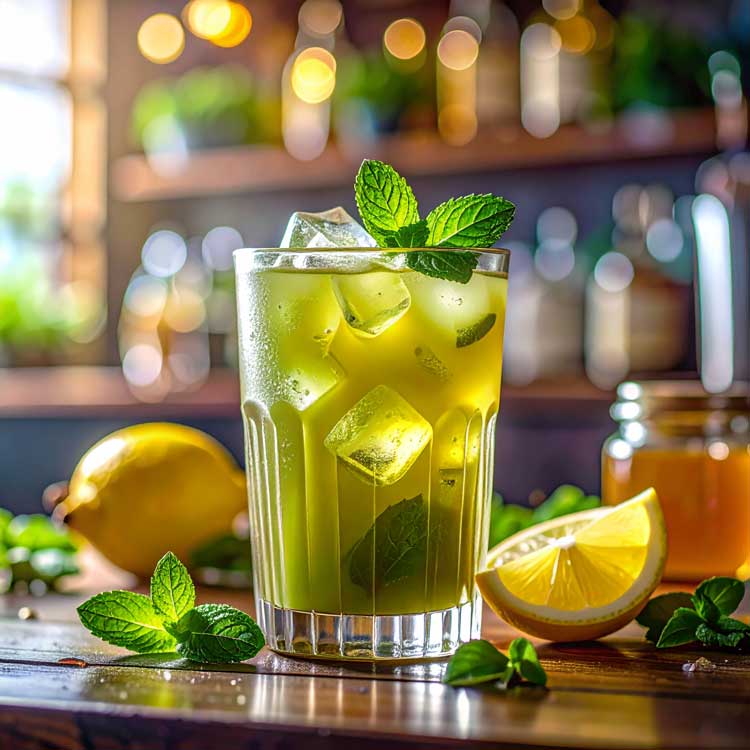 Japanese matcha lemonade iced tea drink mix