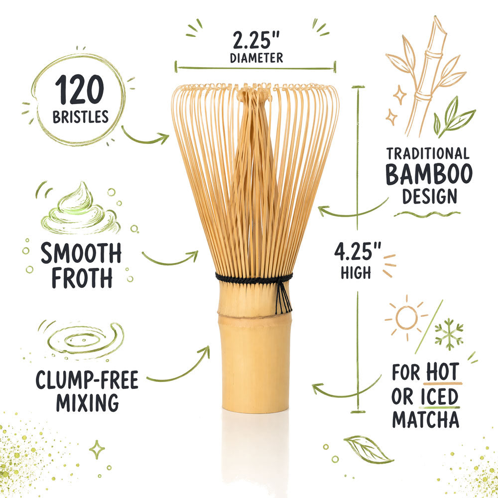 Bamboo Matcha Whisk, 120 Bristles