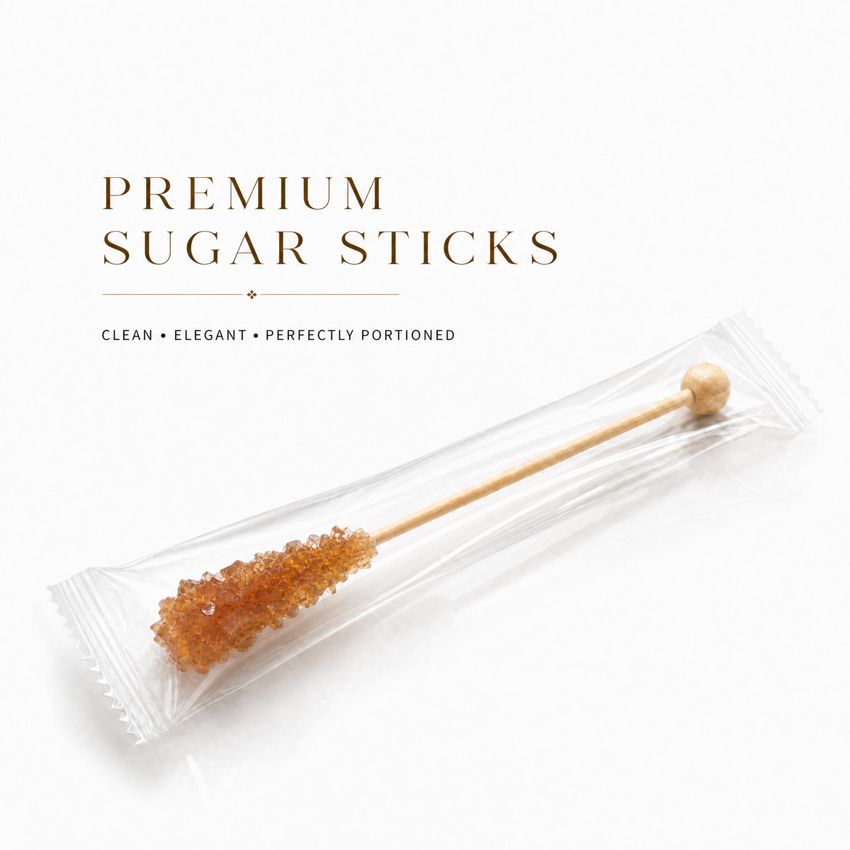 Cane sugar stick with sugar crystals