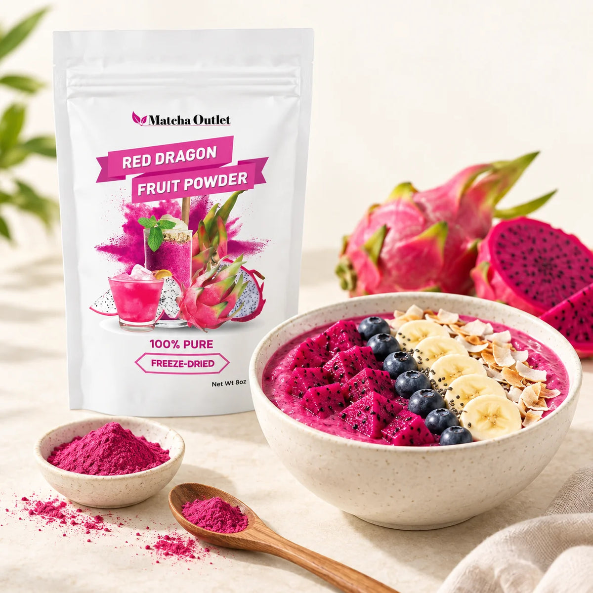 Freeze Dried Dragon Fruit Powder Natural Pitaya Powder Matcha Outlet 