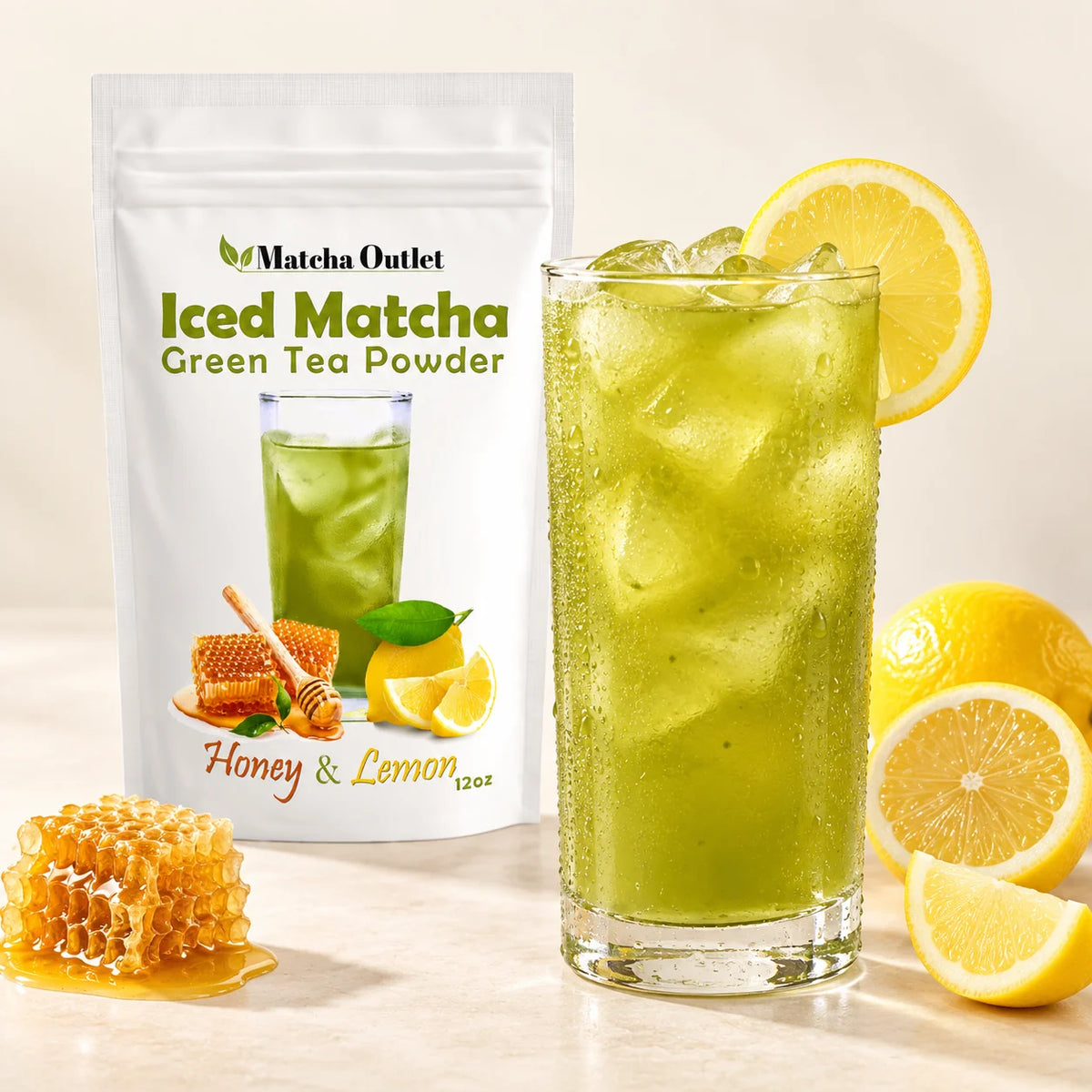 Matcha Lemonade Iced Tea mix with Japanese matcha, lemon and honey