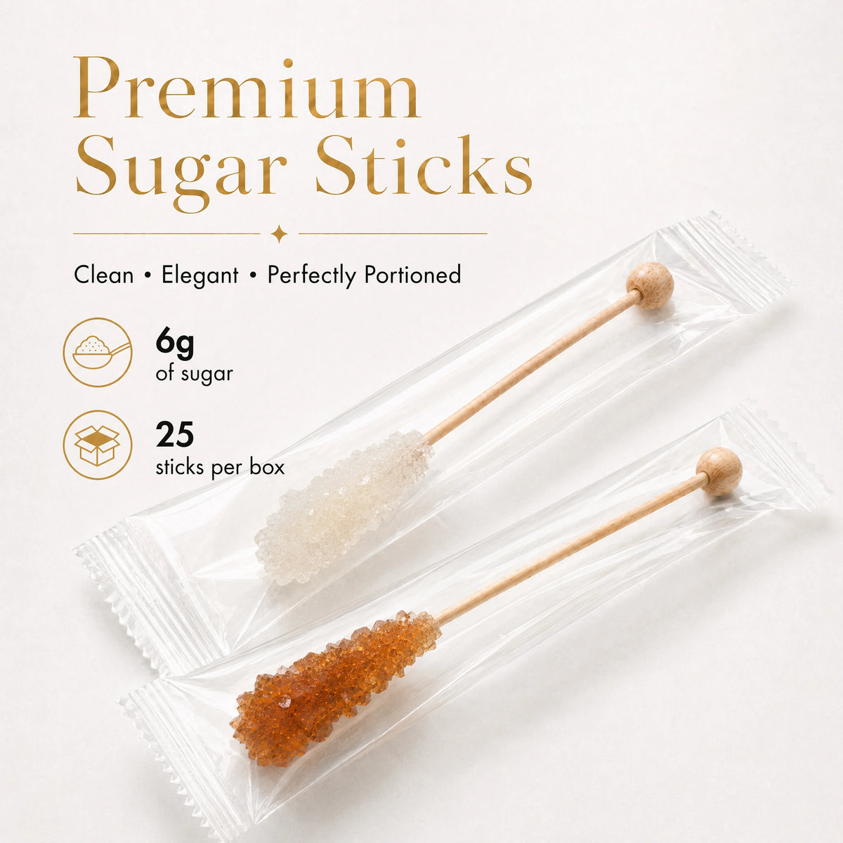 Individually wrapped 6 g sugar sticks