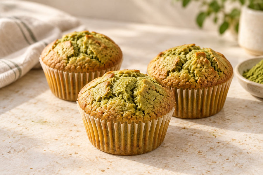 Muffins baked with basic culinary matcha