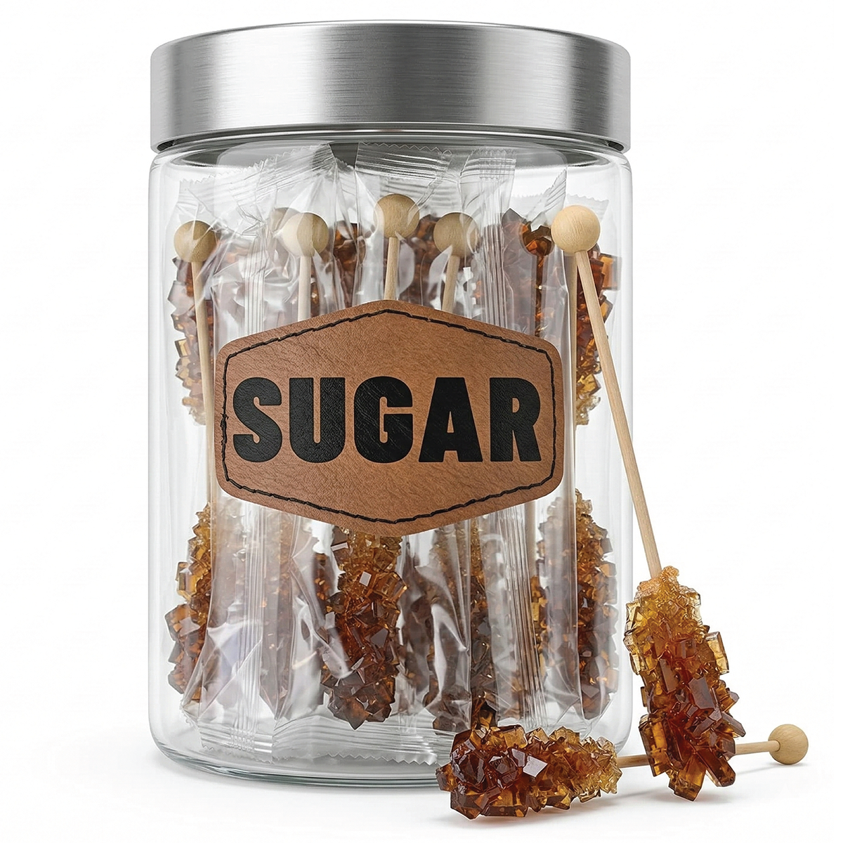 White and brown sugar sticks for beverages