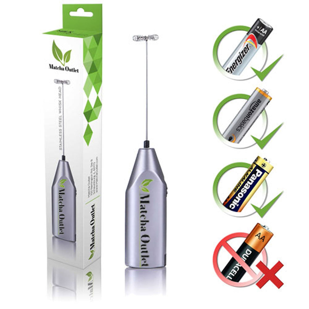 Silver Electric Frother perfect to combine Matcha with liquid Accessories Matcha Outlet 