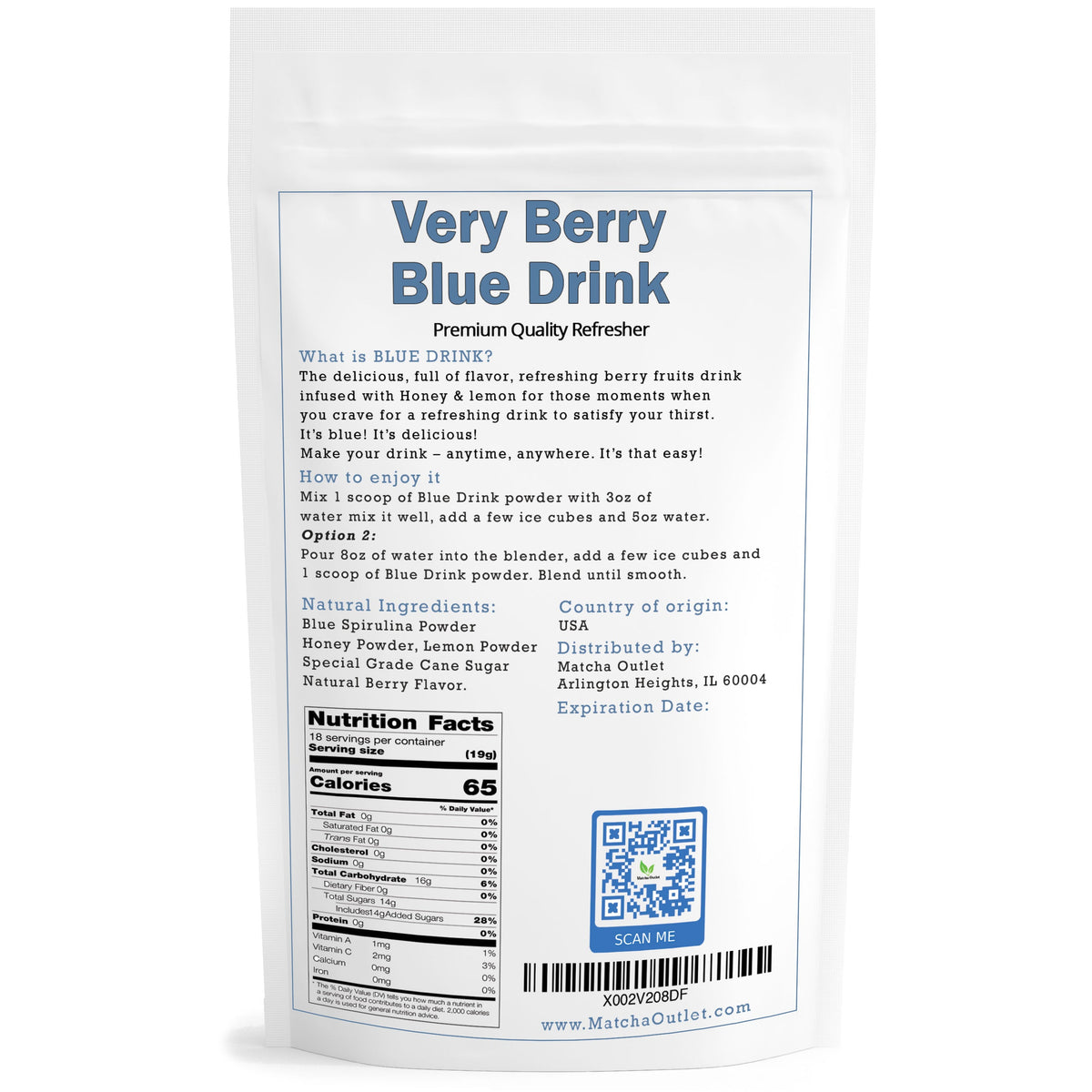 Blue spirulina berry refresher serving idea