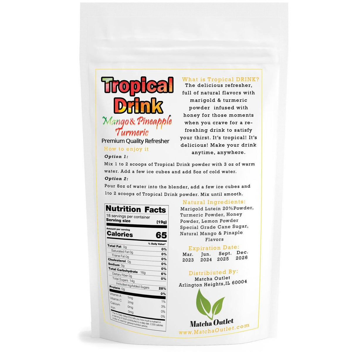 Yellow Drink mango, pineapple and honey refresher mix